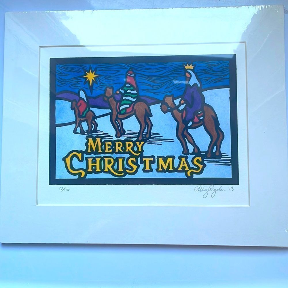 New in packaging “Merry‎ Christmas” print with the three wise men & mat